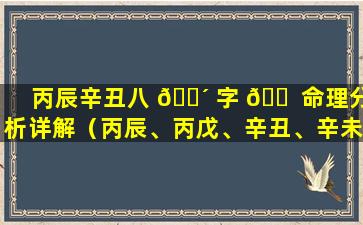 丙辰辛丑八 🐴 字 🐠 命理分析详解（丙辰、丙戊、辛丑、辛未）